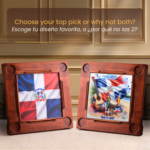 Mesa de Domino Dominicana | Diseño Bandera República Dominicana Guitarra Tambora Maracas | Dominican Domino Table Perfecto para Decoración y para Noches de Juego con Familia y Amigos