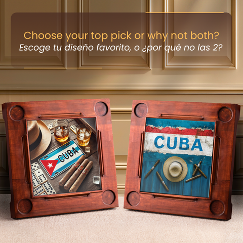 Mesa de Domino Cubano | Diseño Bandera de Cuba | Cuban Domino Table Perfecto para Decoración y para Noches de Juego con Familia y Amigos
