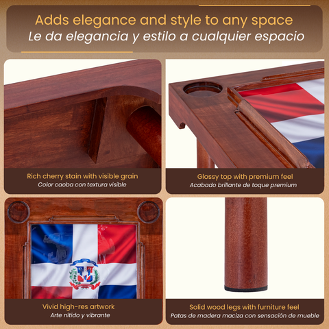 Mesa de Domino Dominicana | Diseño Bandera República Dominicana Guitarra Tambora Maracas | Dominican Domino Table Perfecto para Decoración y para Noches de Juego con Familia y Amigos