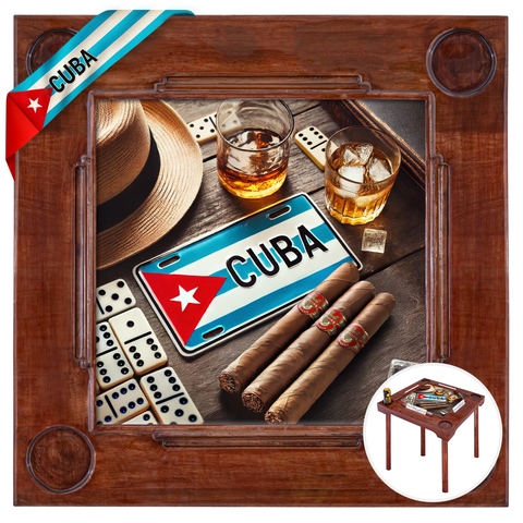 Mesa de Domino Cubano | Diseño Bandera de Cuba | Cuban Domino Table Perfecto para Decoración y para Noches de Juego con Familia y Amigos