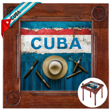 Mesa de Domino Cubano | Diseño Bandera de Cuba | Cuban Domino Table Perfecto para Decoración y para Noches de Juego con Familia y Amigos